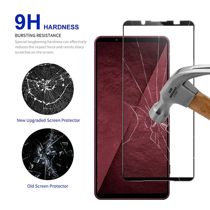 RURIHAI 10Pcs For Sony Xperia 1 VIII High Aluminium-Silicon Glass Film Full Glue 0.26mm 2.5D Full Screen Protector - 3