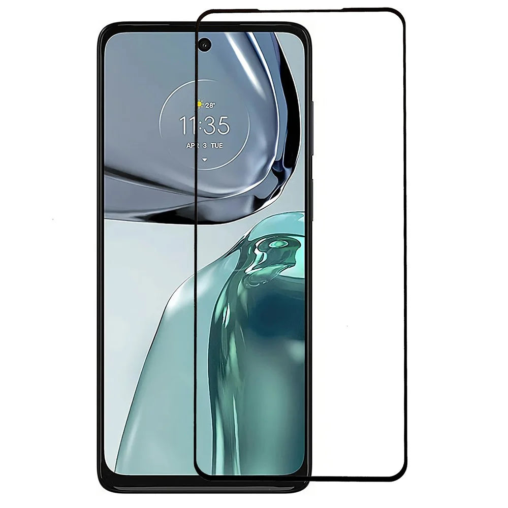For Motorola Moto G62 5G Silk Printing Full Glue Tempered Glass Film, Anti-explosion HD Clear Full Screen Protector - 1