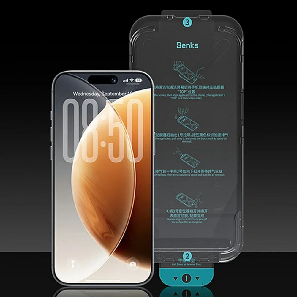 BENKS for iPhone 17 Pro Max Screen Protector Anti-Scratch Lithium Aluminium-silicon Glass Eye-Friendly HD Film - 1