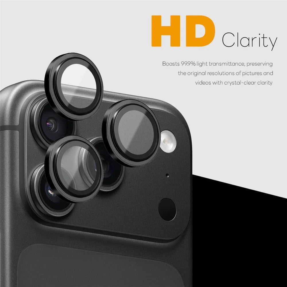 NORTHJO For iPhone 18 Pro / 18 Pro Max Camera Lens Protector Tempered Glass Lens Film Metal Ring Guard 1:1 Original Design - Black - 2