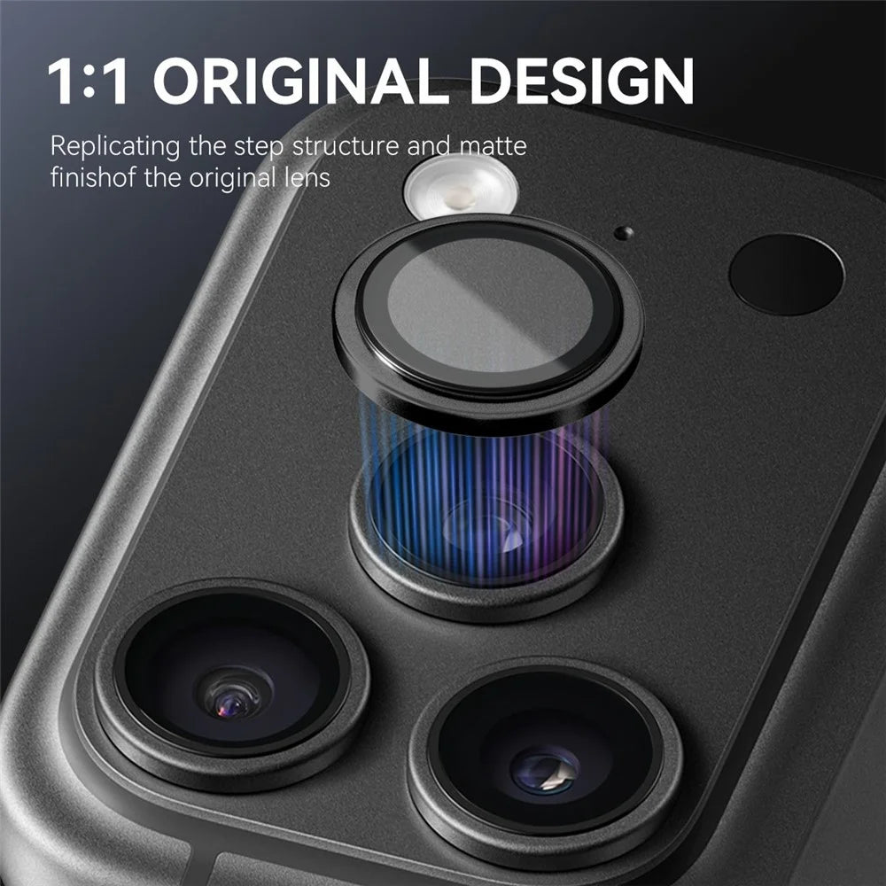 NORTHJO For iPhone 18 Pro / 18 Pro Max Camera Lens Protector Tempered Glass Lens Film Metal Ring Guard 1:1 Original Design - Black - 3