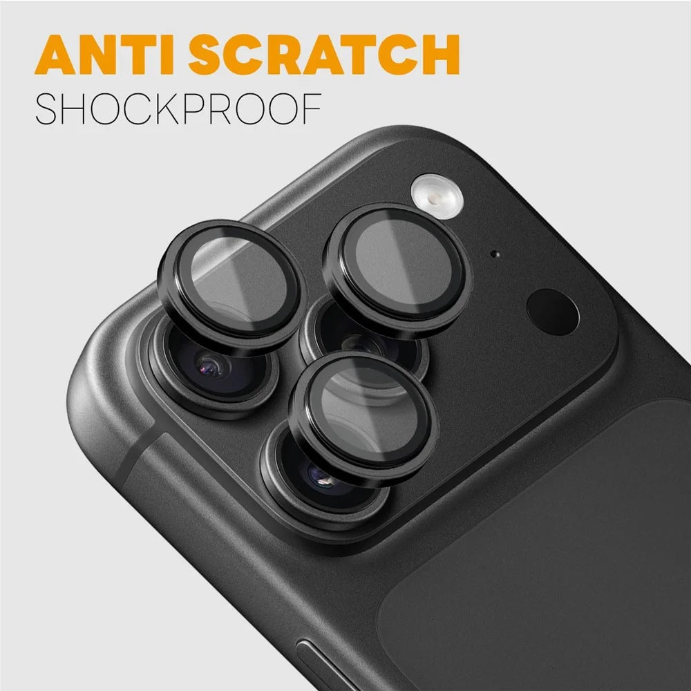 NORTHJO For iPhone 18 Pro / 18 Pro Max Camera Lens Protector Tempered Glass Lens Film Metal Ring Guard 1:1 Original Design - Black - 4