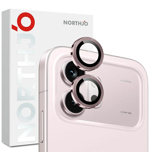NORTHJO 1 Set For Honor 600 5G Tempered Glass Camera Lens Film CD Veins Metal Ring Lens Guard (Complete Coverage) - Pink - 1