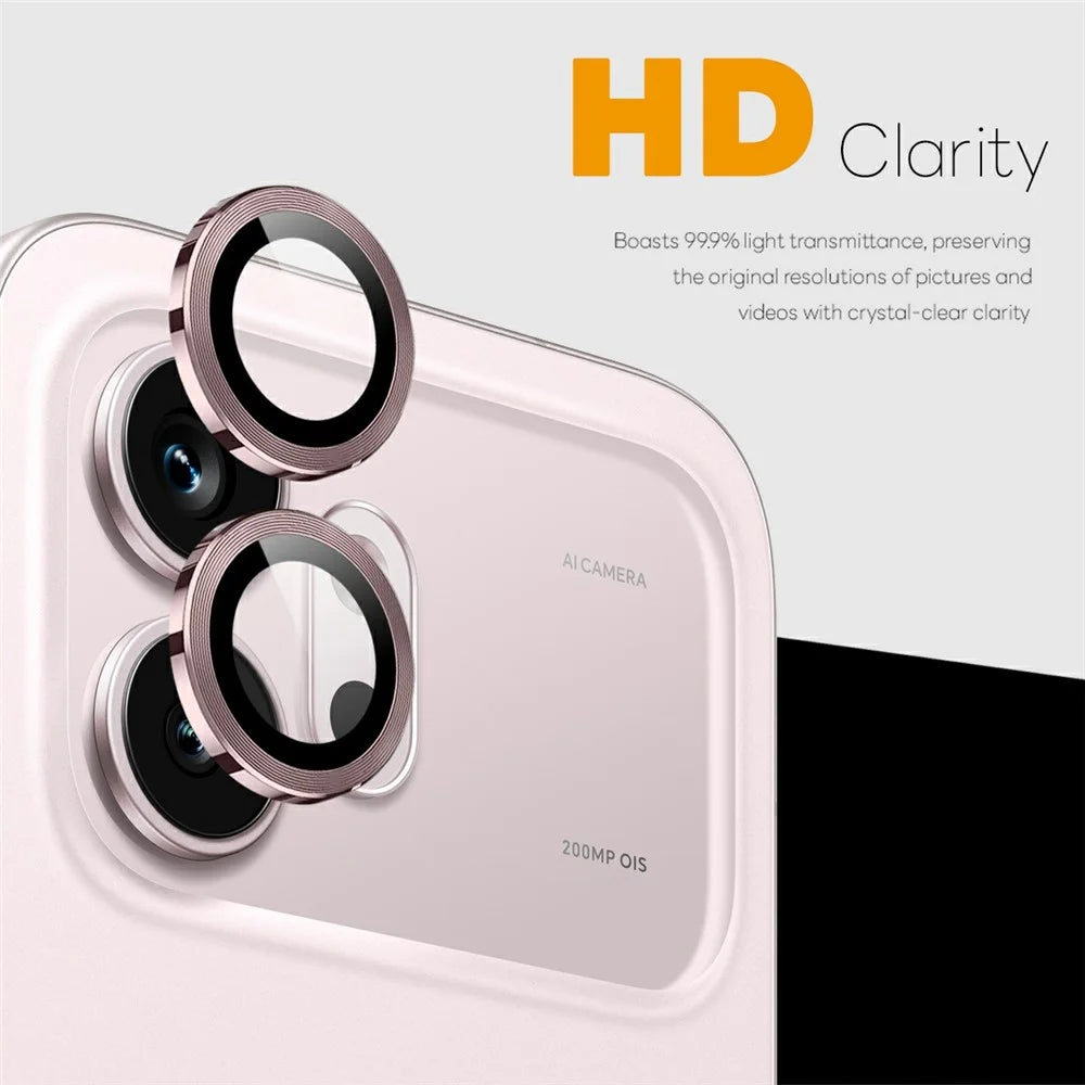 NORTHJO 1 Set For Honor 600 5G Tempered Glass Camera Lens Film CD Veins Metal Ring Lens Guard (Complete Coverage) - Pink - 2
