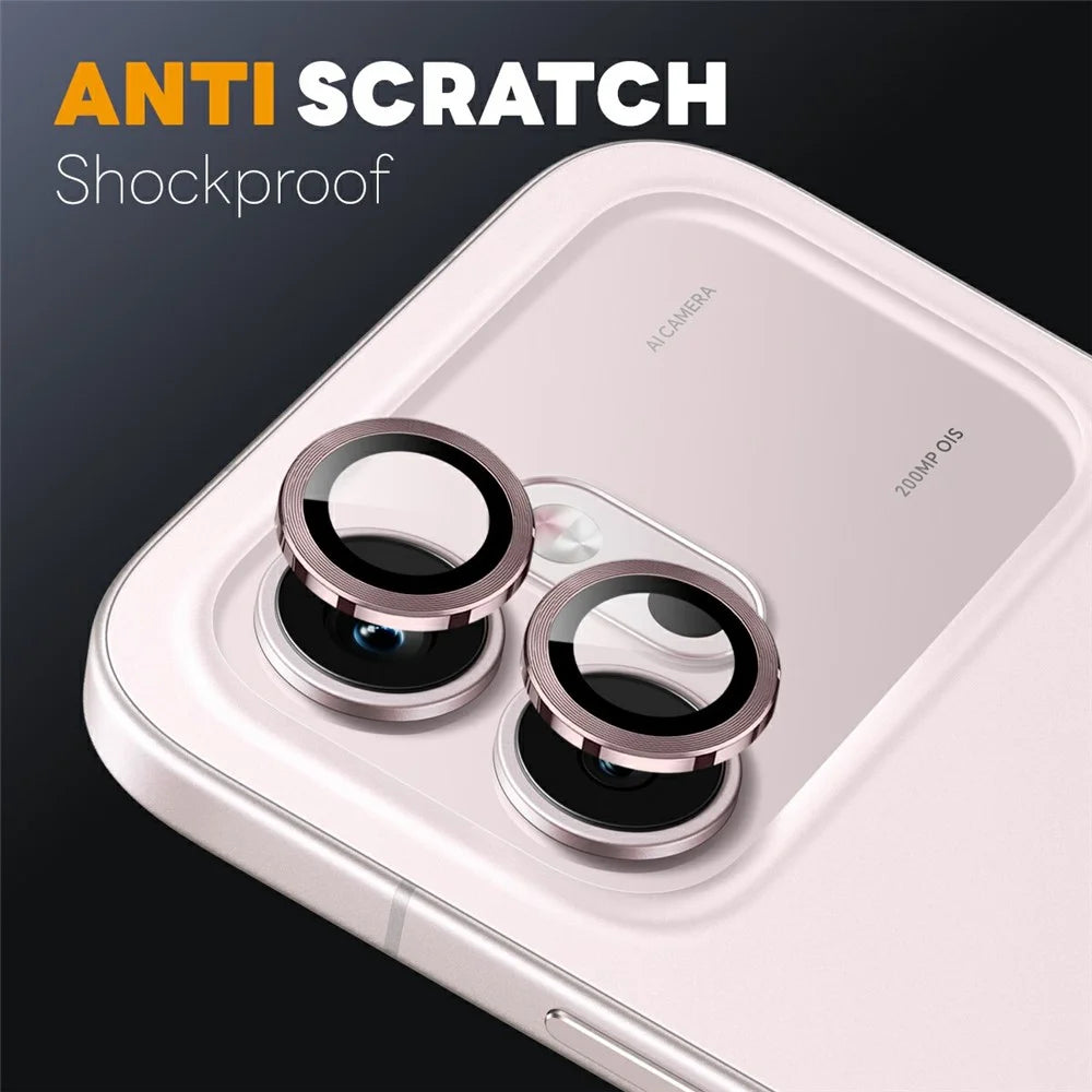 NORTHJO 1 Set For Honor 600 5G Tempered Glass Camera Lens Film CD Veins Metal Ring Lens Guard (Complete Coverage) - Pink - 3