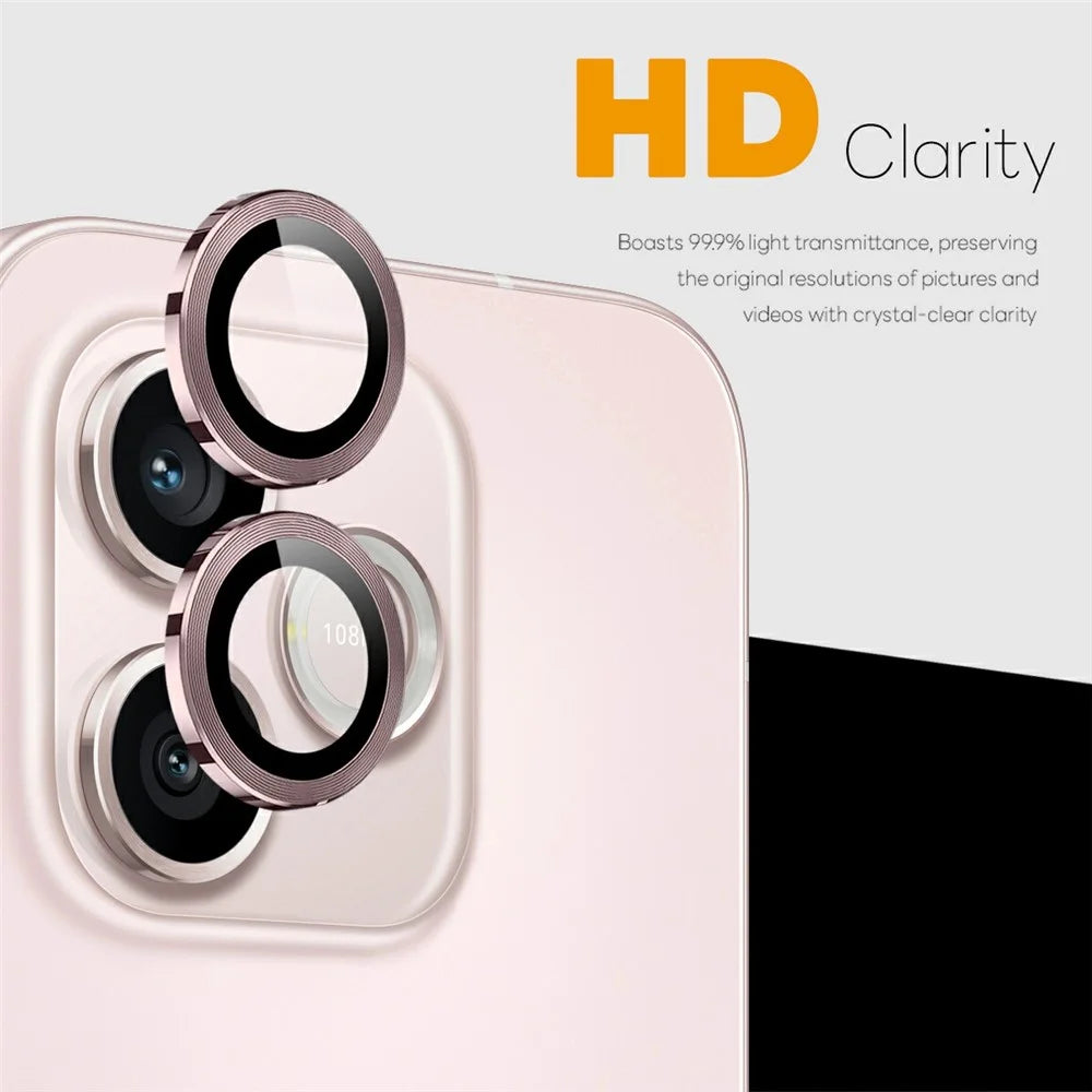 NORTHJO 1 Set For Honor 600 Lite 5G / 600e 5G Tempered Glass Camera Lens Film CD Veins Metal Ring Lens Guard (Complete Coverage) - Pink - 2