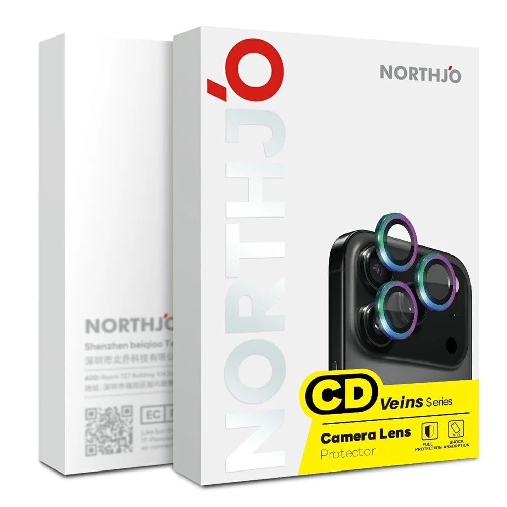 NORTHJO 1 Set For Honor 600 Pro 5G Tempered Glass Camera Lens Film CD Veins Metal Ring Lens Guard (Complete Coverage) - Orange - 4