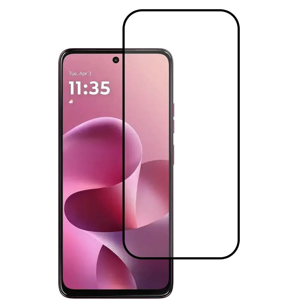 For Motorola Moto G47 5G / G37 5G Full Screen Protector Silk Printing Full Glue HD Clear Screen Film - Black - 1