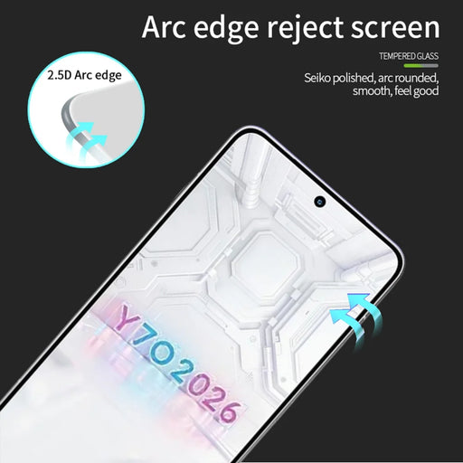 PINWUYO for Lenovo Legion Y70 (2026) Tempered Glass Film  JK Series-2 9H Full Glue Full Screen Protector - Black - 2