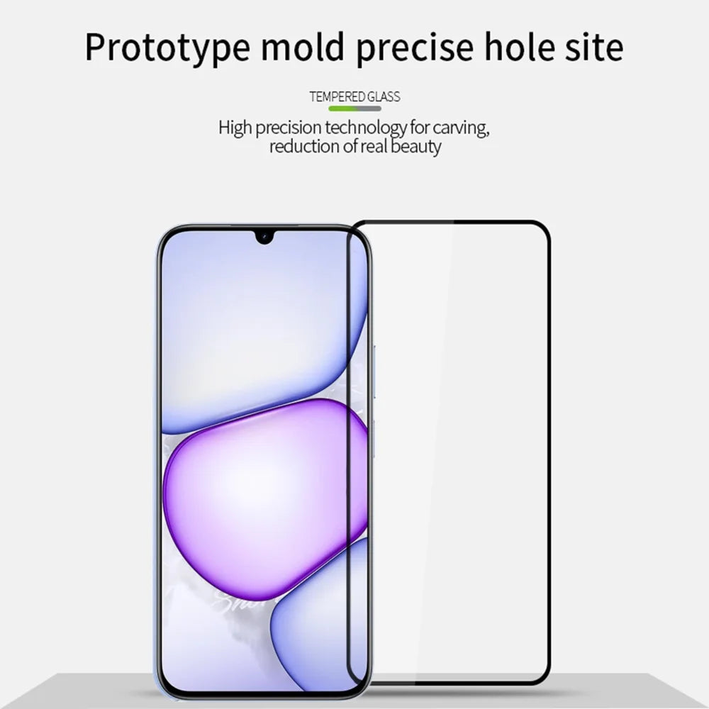 MOFI for Realme C100i 5G / Realme C100x 4G / Realme C100i 4G / Realme 16T 5G / Realme P4 Lite 5G / Realme P4 Lite 4G / Realme C83 5G Screen Protector 9H Full Glue Full Coverage High Aluminum-Silicon Glass Film - Black - 3