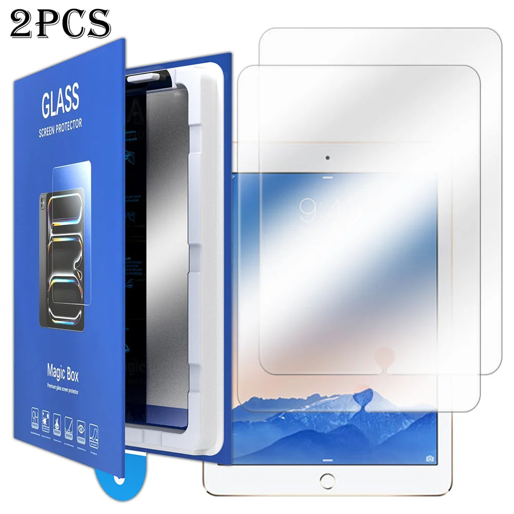 For iPad Air (2013) / iPad Air 2 2Pcs Screen Protector Ultra Clear Tempered Glass Film with Dust-Free Installation Tool - Transparent - 1