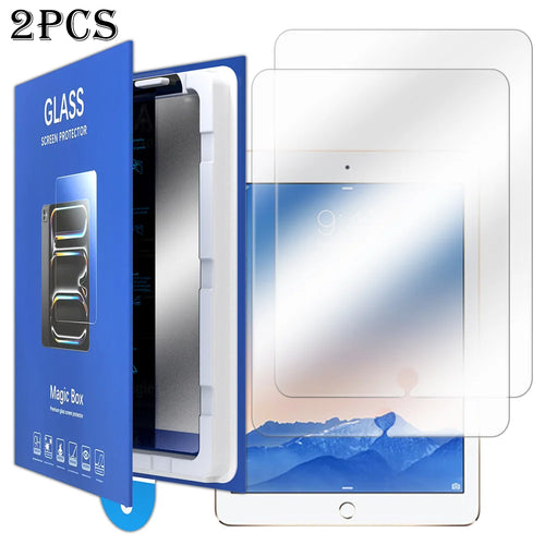 For iPad Air (2013) / iPad Air 2 2Pcs Screen Protector Ultra Clear Tempered Glass Film with Dust-Free Installation Tool - Transparent - 1