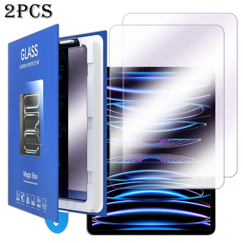For iPad Pro 12.9 (2020) / iPad Pro 12.9 (2021) / iPad Pro 12.9 (2022) 2Pcs Screen Protector Anti-blue-ray Tempered Glass Film with Dust-Free Installation Tool - Purple - 1