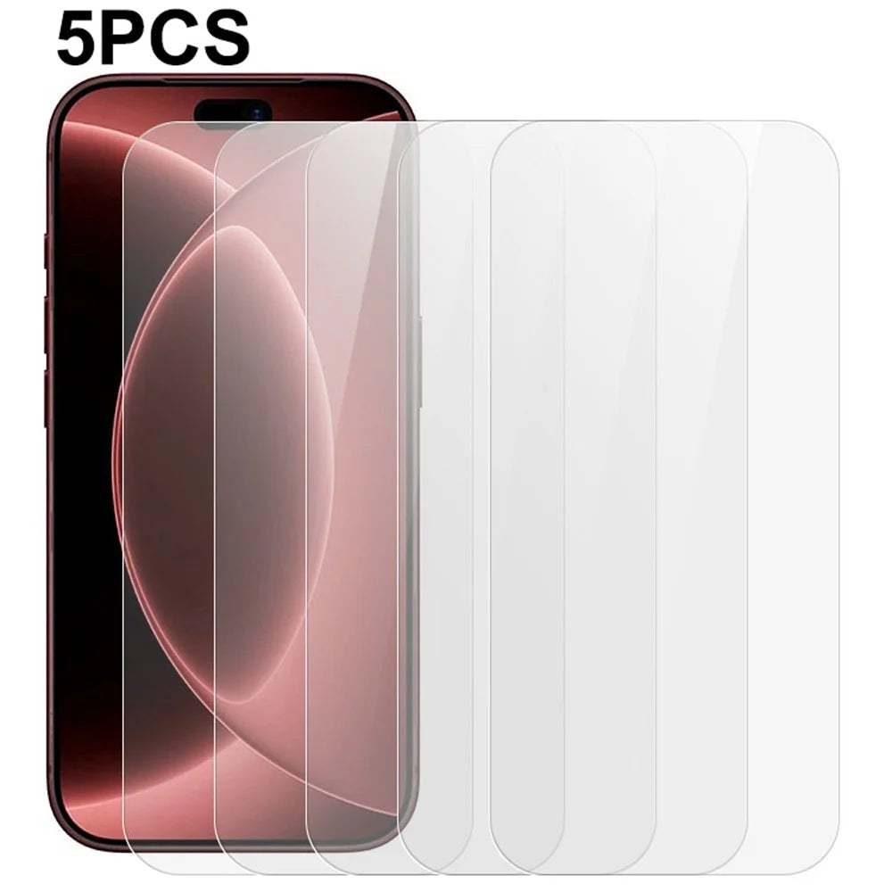 5Pcs For iPhone 18 Pro Max / 17 Pro Max Front Screen Protector 0.3mm 2.5D Tempered Glass Film, Not Full Covering - Transparent - 1