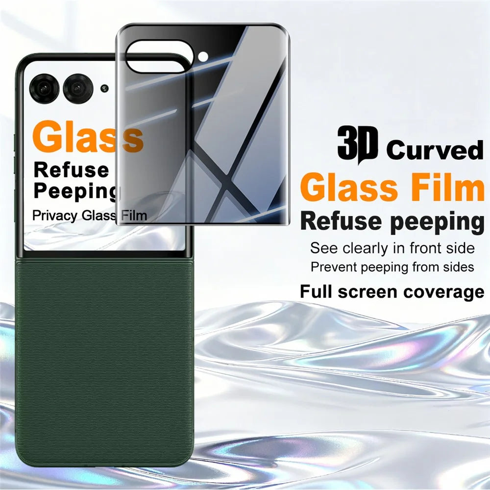 IMAK Anti-Spy Rear Screen Protector for Motorola Razr 70+ / Razr 60 Pro 5G / Razr 50 Ultra 5G , 3D Curved Edge Tempered Glass Back Film - 2