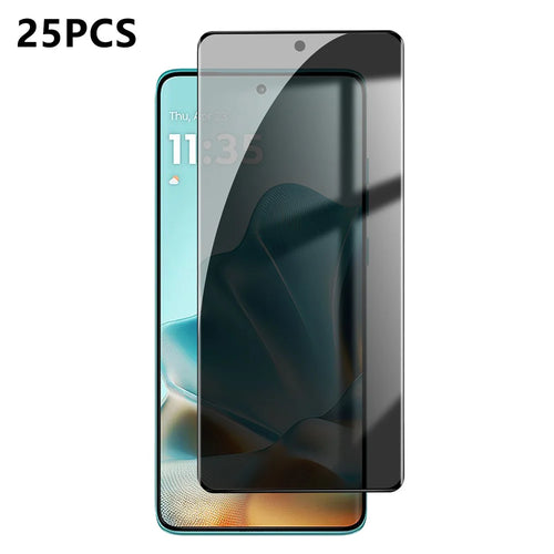 For Motorola Edge 60 5G / Motorola Edge 60 Fusion 5G 25Pcs Anti-spy Screen Protector Silk Printing High Aluminium-silicon Glass Full Cover Anti-fingerprint Privacy Film - Black - 1