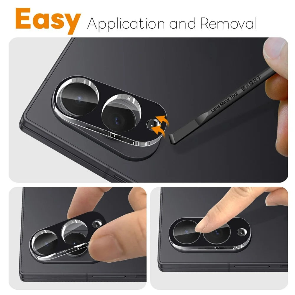 NORTHJO For Samsung Galaxy Z Fold8 Camera Lens Protector Silk Printing 3D Clear Full Screen Tempered Glass Lens Film - Black - 4