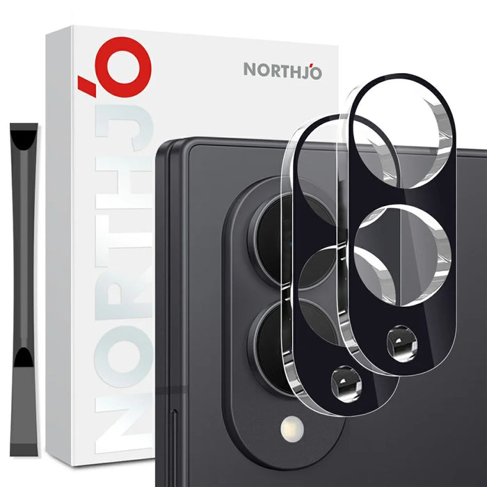 NORTHJO 2Pcs For Samsung Galaxy Z Fold8 Full Coverage Camera Lens Protector Silk Printing 3D Clear Tempered Glass Lens Film - Black - 1