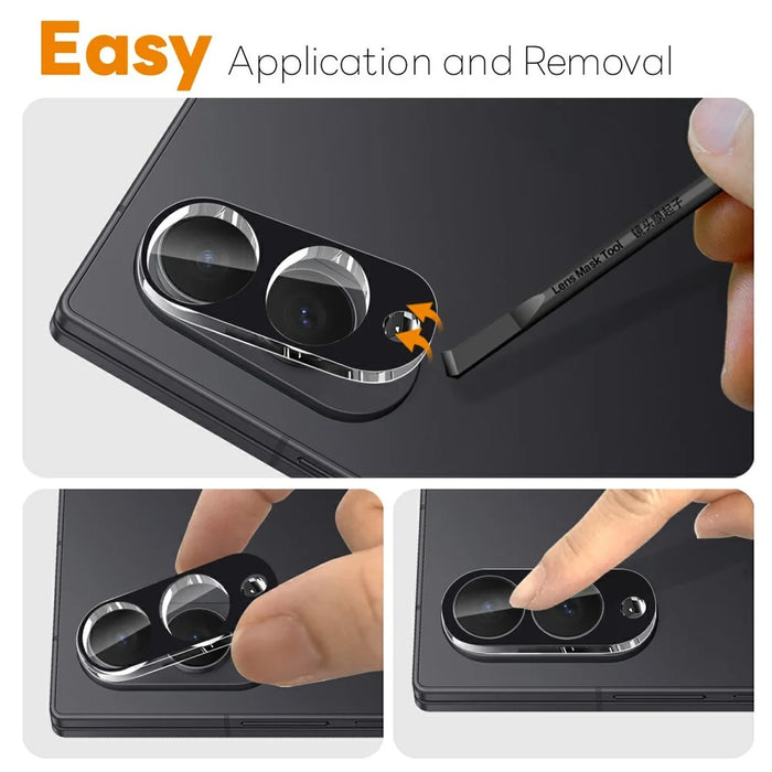 NORTHJO 2Pcs For Samsung Galaxy Z Fold8 Full Coverage Camera Lens Protector Silk Printing 3D Clear Tempered Glass Lens Film - Black - 4