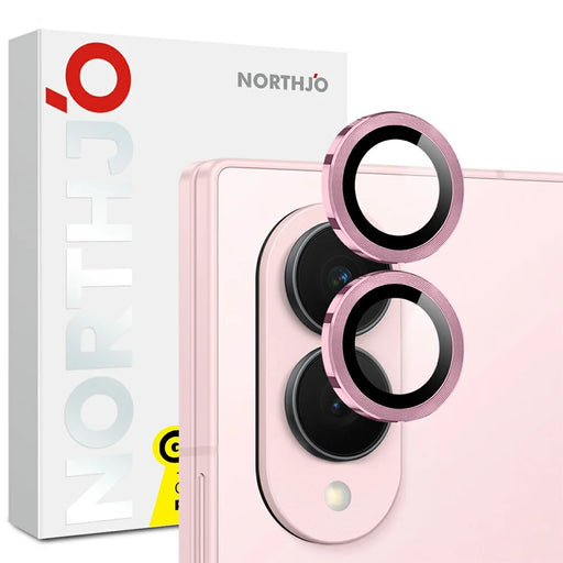 NORTHJO 1 Set For Samsung Galaxy Z Fold8 Tempered Glass Camera Lens Film CD Veins Metal Ring Lens Guard (Complete Coverage) - Pink - 1