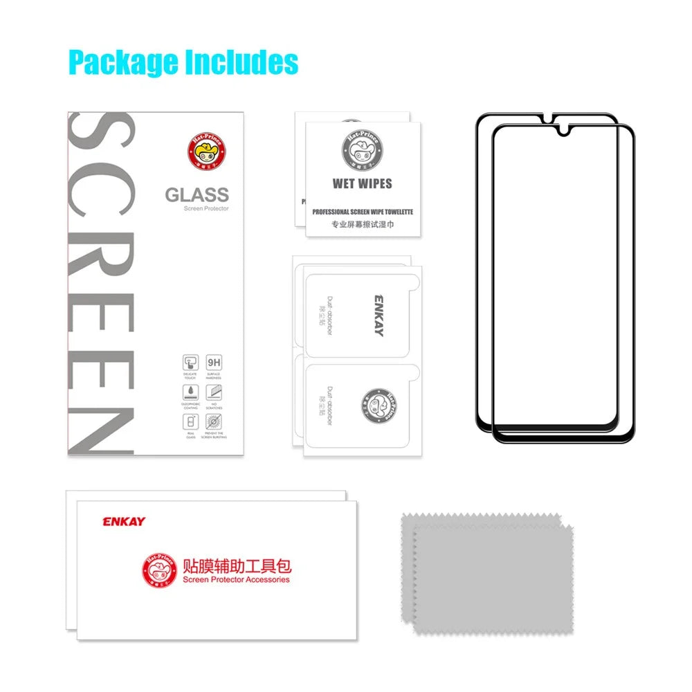 ENKAY HAT PRINCE 2Pcs / Set For Samsung Galaxy A14 5G / A14 4G Anti-fingerprint Screen Protector 0.26mm 9H 2.5D Arc Edge Shatterproof Full Glue High Aluminium-silicon Glass Film - 7