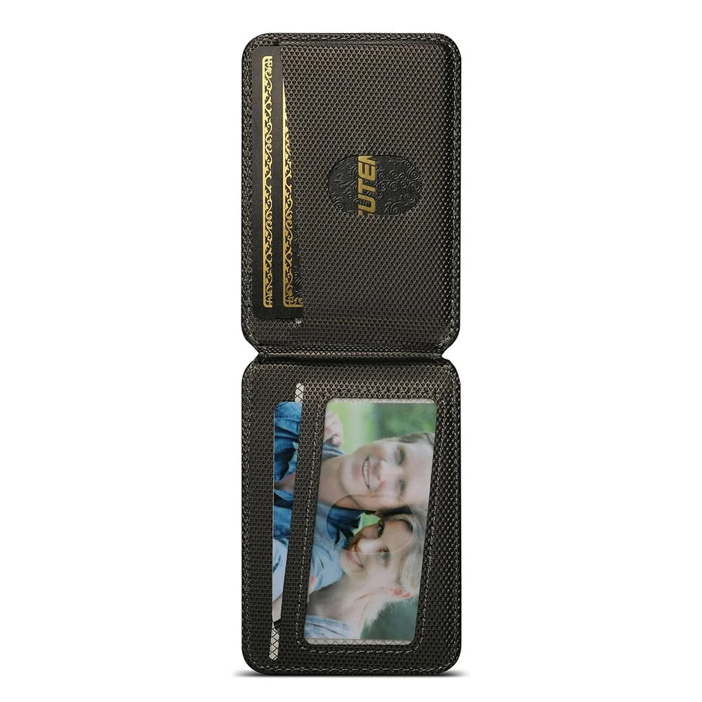 SUTENI S6 Magnetic Card Holder RFID Blocking PU Leather Phone Stand Wallet with Built-in Pivot - Grey - 4