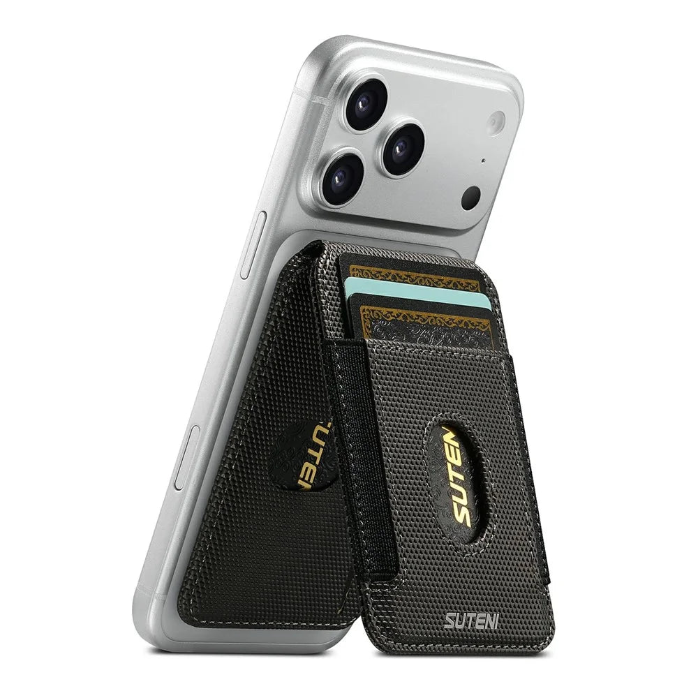 SUTENI S6 Magnetic Card Holder RFID Blocking PU Leather Phone Stand Wallet with Built-in Pivot - Grey - 5