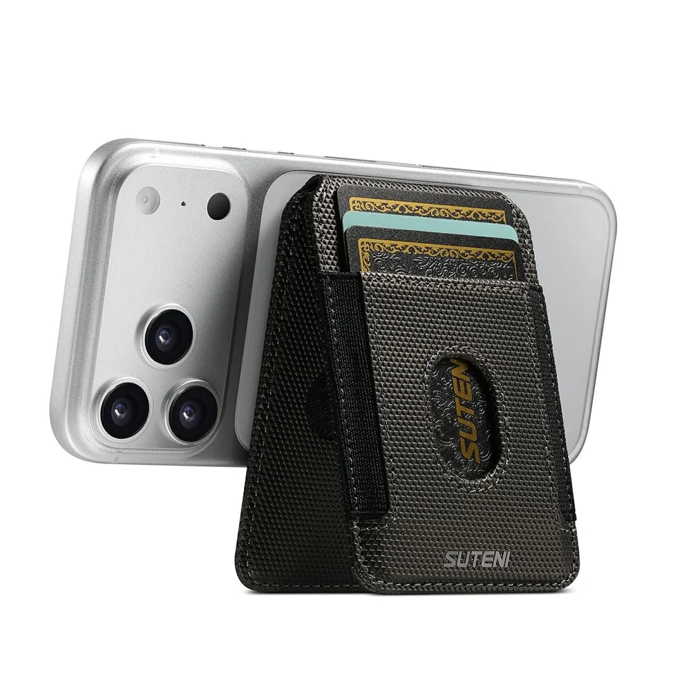SUTENI S6 Magnetic Card Holder RFID Blocking PU Leather Phone Stand Wallet with Built-in Pivot - Grey - 6