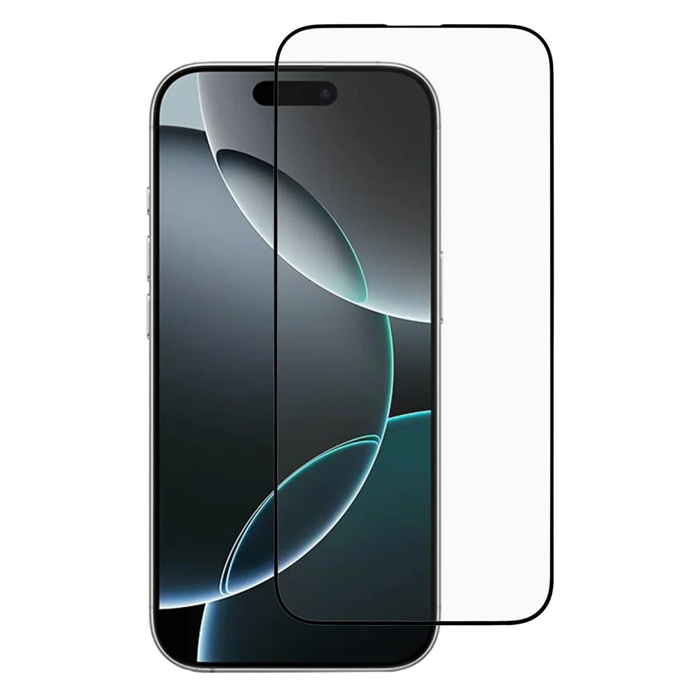 For iPhone 18 Pro Max / 17 Pro Max Screen Protector Silk Print Full Glue 9D Tempered Glass Film - Black - 1