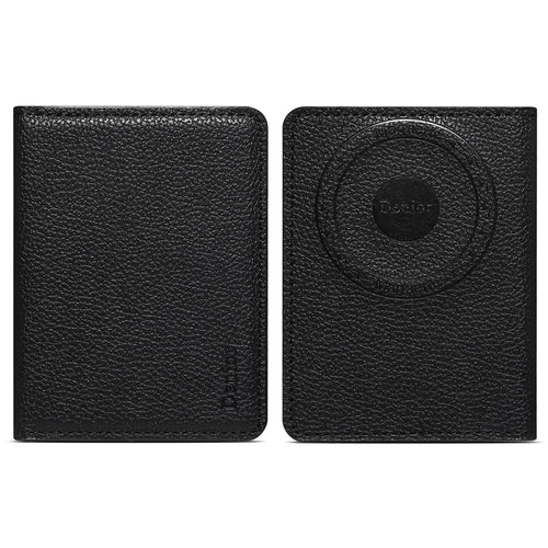 DENIOR V28 PU Leather Wallet for iPhone , Magnetic Card Holder Case Phone Back Cash Pocket - Black - 1