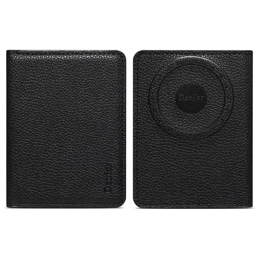 DENIOR V28 PU Leather Wallet for iPhone , Magnetic Card Holder Case Phone Back Cash Pocket - Black - 1