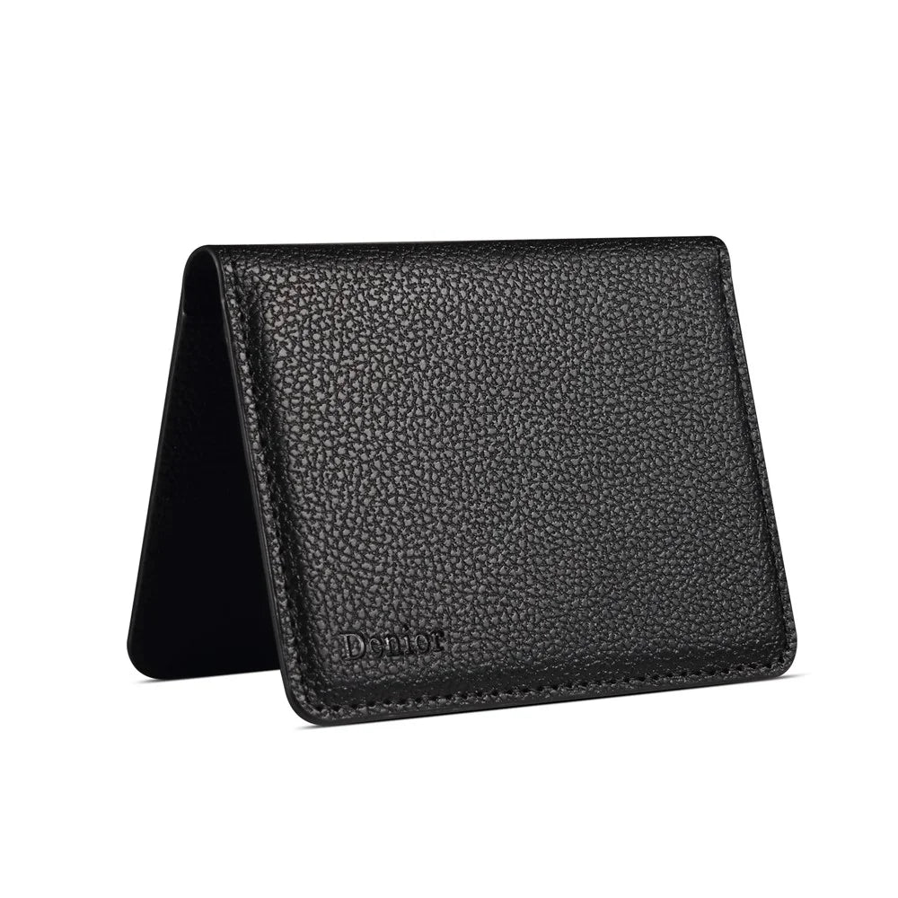 DENIOR V28 PU Leather Wallet for iPhone , Magnetic Card Holder Case Phone Back Cash Pocket - Black - 3