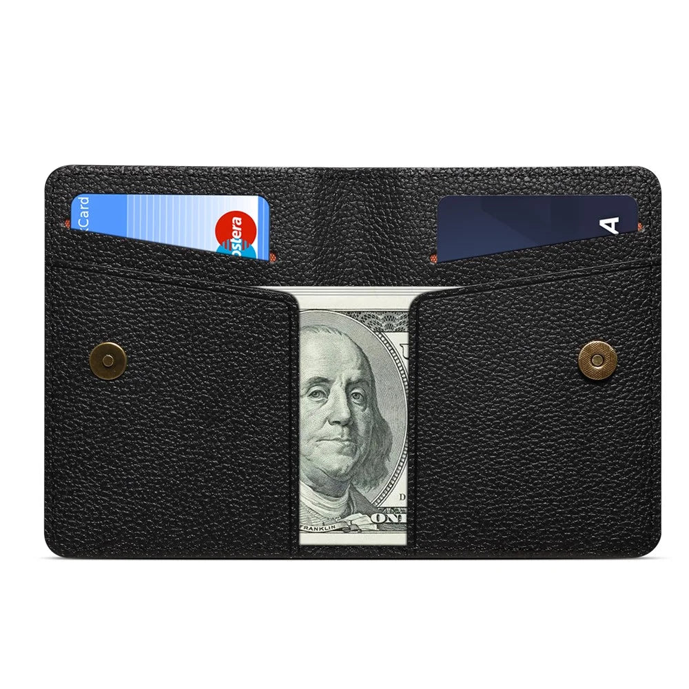 DENIOR V28 PU Leather Wallet for iPhone , Magnetic Card Holder Case Phone Back Cash Pocket - Black - 5