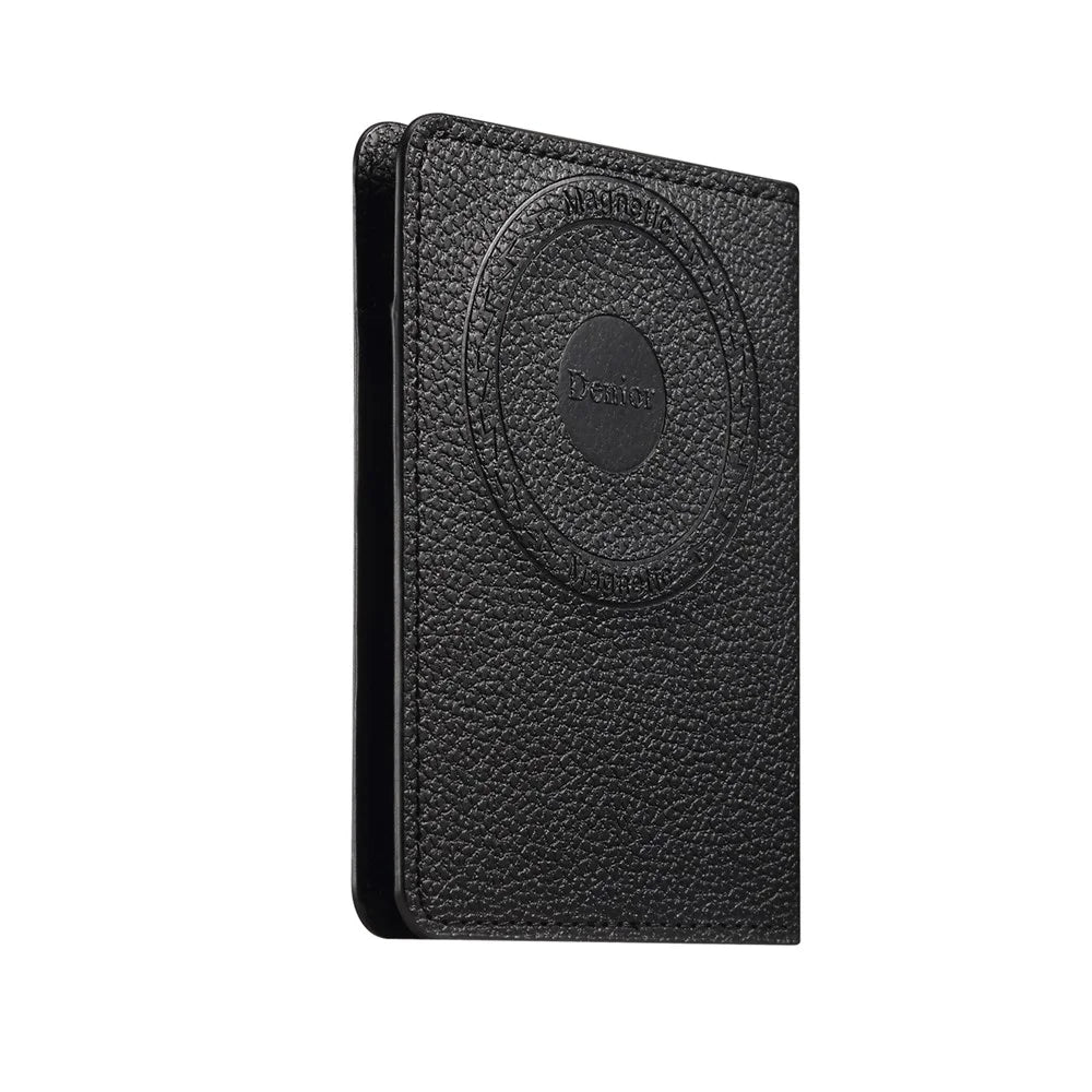 DENIOR V28 PU Leather Wallet for iPhone , Magnetic Card Holder Case Phone Back Cash Pocket - Black - 7