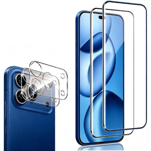 2Pcs For iPhone 18 Pro Max Screen Protector 2.5D Arc Edge High Clarity Tempered Glass Film with Camera Lens Film - Transparent - 1