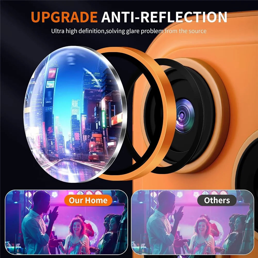 For iPhone 17 Pro Max 1Set Camera Lens Film Tempered Glass CD Vein Metal Ring Rear Lens Protector - Orange - 5