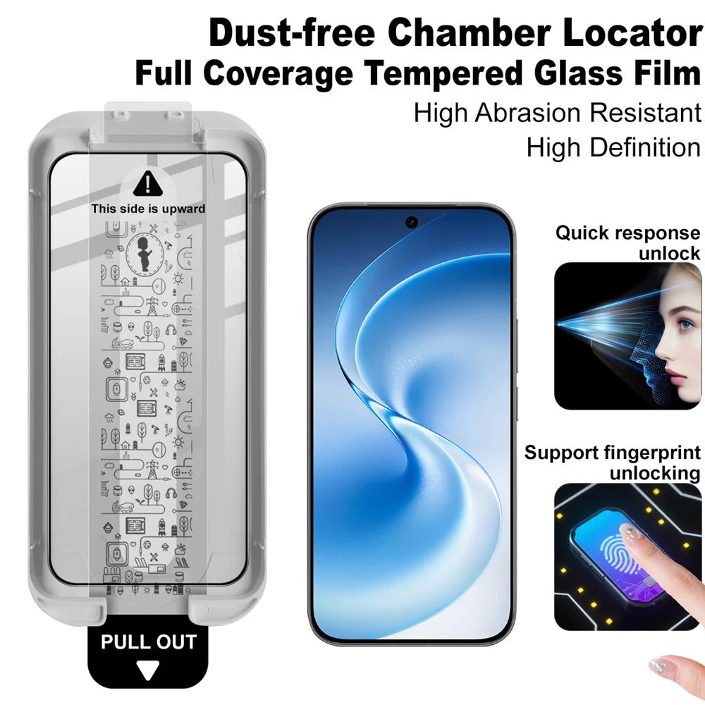 IMAK Tempered Glass For vivo S60 5G  /  S60 Vitality Full Screen Protector Full Glue Film with Dust-free Installation Tool - Black - 2