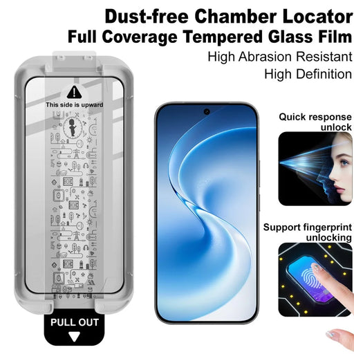 IMAK Tempered Glass For vivo S60 5G  /  S60 Vitality Full Screen Protector Full Glue Film with Dust-free Installation Tool - Black - 2