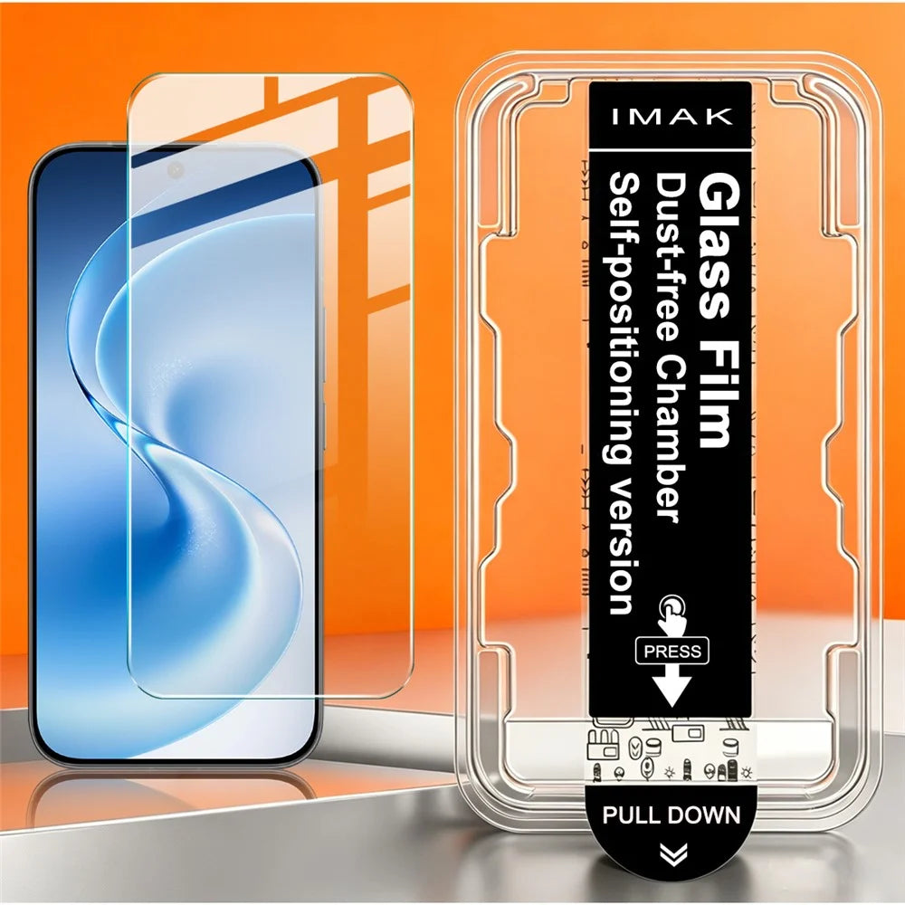 IMAK H Series For vivo S60 5G  /  S60 Vitality Tempered Glass Screen Protector Easy Installation Film with Auto Dust-Remove Tool - Transparent Kit (NOT Complete Covering) (Fingerprint Unlock) - 3