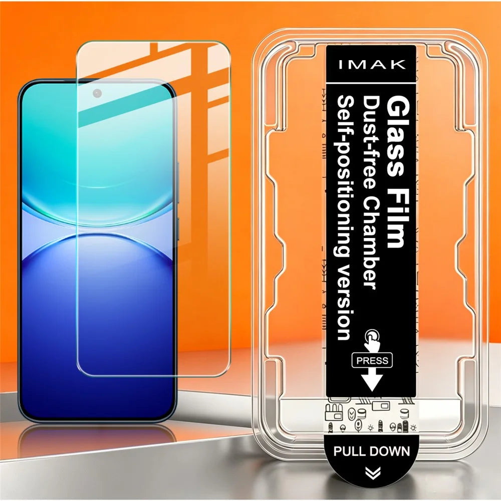IMAK H Series For vivo Y600 Turbo 5G Tempered Glass Screen Protector Easy Installation Film with Auto Dust-Remove Tool - Transparent Kit (NOT Complete Covering) (Fingerprint Unlock) - 3