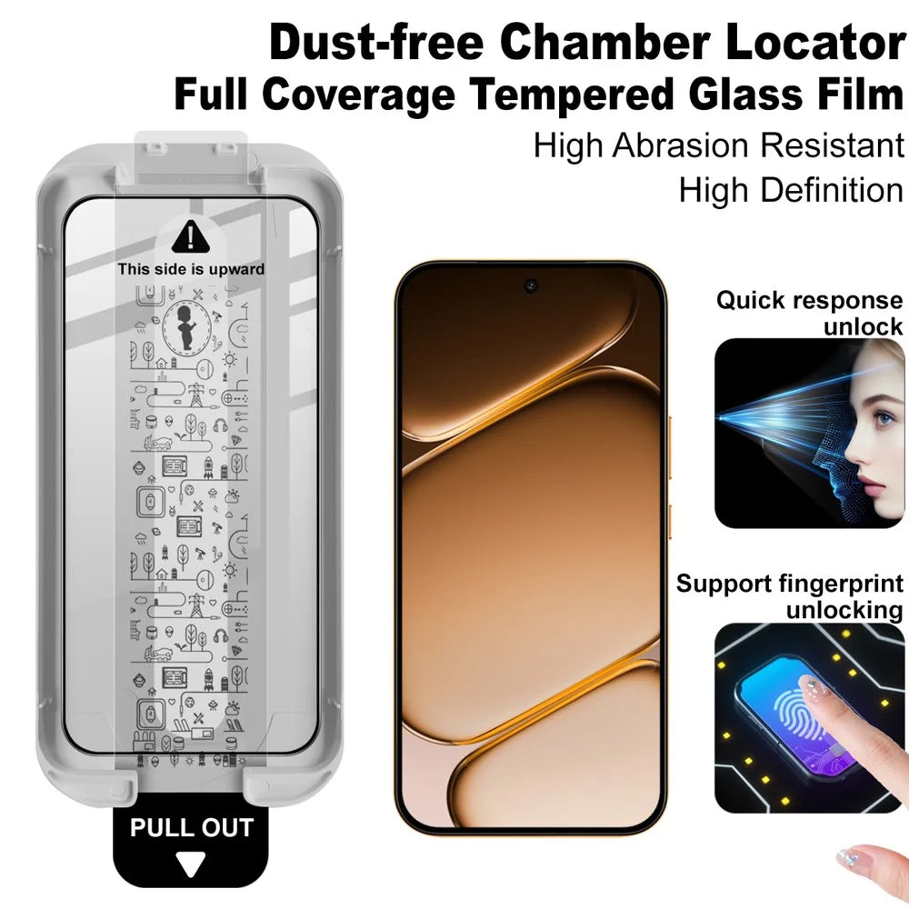IMAK 3Pcs Tempered Glass For OnePlus Turbo 6X Pro 5G Full Screen Protector Full Glue Film with Dust-free Installation Tool (Fingerprint Unlock) - Black - 5
