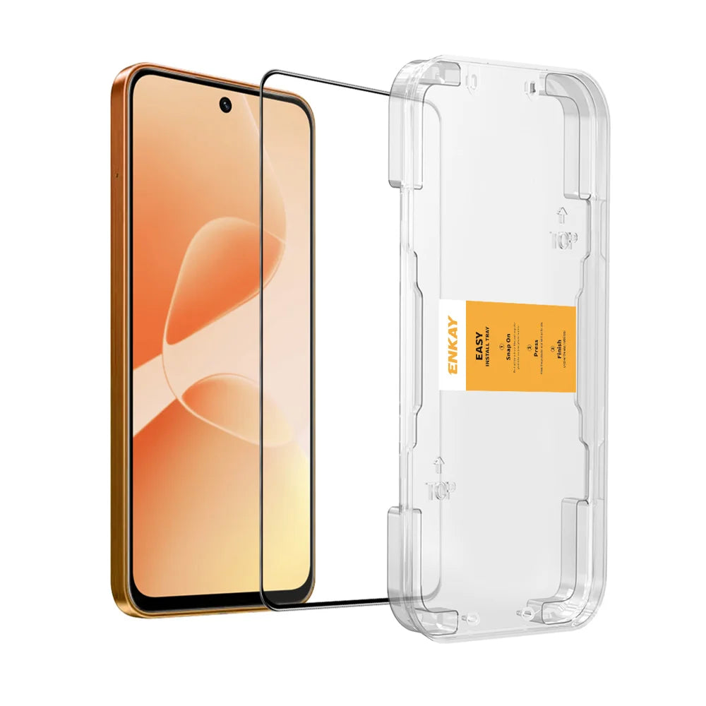 HAT PRINCE for Infinix Smart 20 4G HD Clear Film ENKAY  Full Coverage Full Glue Tempered Glass Screen Protector with Installation Tool - Transparent - 1