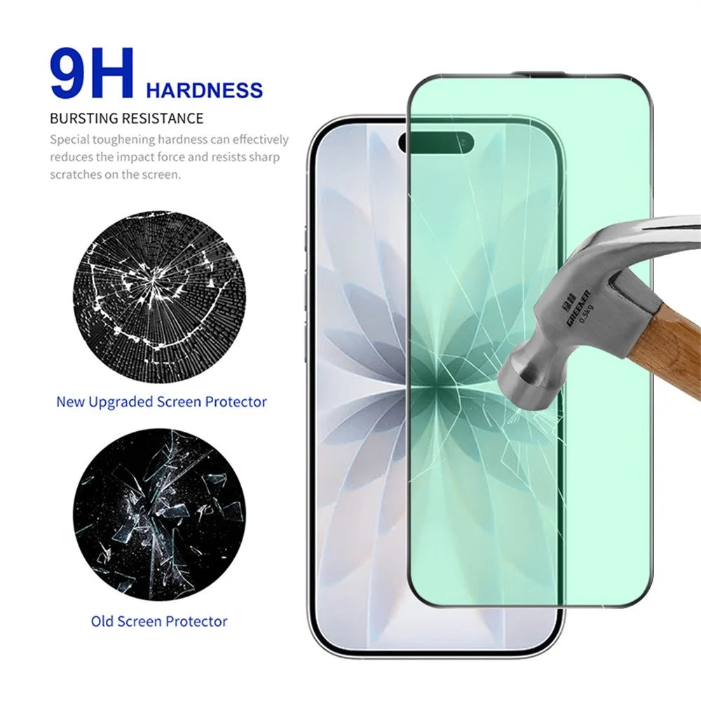 RURIHAI For iPhone 17 / 16 Pro Screen Protector AR Anti-Reflection High Aluminium-Silicon Glass Eye Protection Film - Transparent - 3