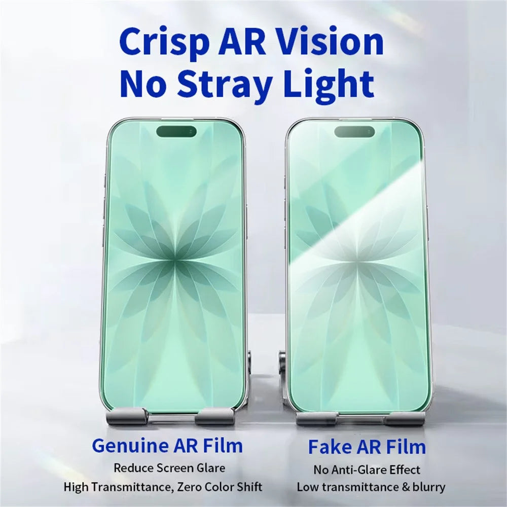 RURIHAI For iPhone 17 / 16 Pro Screen Protector AR Anti-Reflection High Aluminium-Silicon Glass Eye Protection Film - Transparent - 6