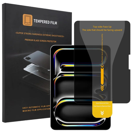 For iPad Pro 11 (2025)  /  (2024) Privacy Full Screen Protector Anti-Spy Tempered Glass Flim with Dust-free Installation Tool - Black - 1