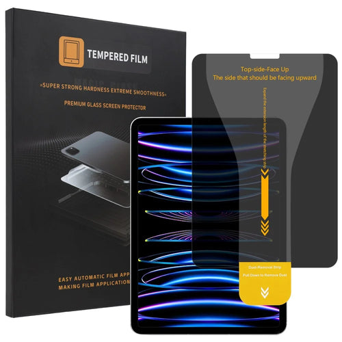 For iPad Pro 12.9 (2018)  /  (2020)  /  (2021)  /  (2022) Privacy Full Screen Protector Anti-Spy Tempered Glass Flim with Dust-free Installation Tool - Black - 1
