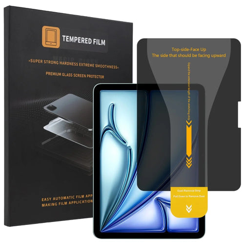 For iPad Air 13 (2026)  /  (2025)  /  (2024) Privacy Full Screen Protector Anti-Spy Tempered Glass Flim with Dust-free Installation Tool - Black - 1
