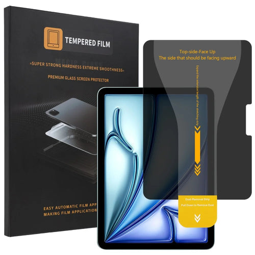 For iPad Air 11 (2026)  /  (2025)  /  (2024) Privacy Full Screen Protector Anti-Spy Tempered Glass Flim with Dust-free Installation Tool - Black - 1