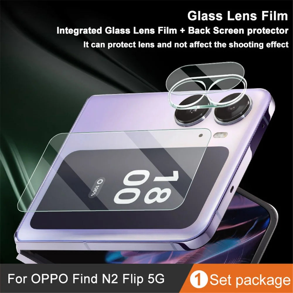 IMAK For Oppo Find N2 Flip 5G Tempered Glass Camera Lens Protector Scratch-proof Integrated Lens Film Set with Back Screen Film - 2
