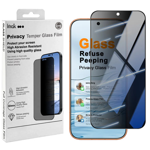 IMAK for Honor 600 5G / Honor 600 Pro 5G Privacy Screen Protector Anti Peep Full Cover Tempered Glass Film (Fingerprint Unlock) - Black - 2